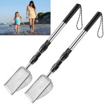 POILKMNI New Upgraded 2 Pcs Shark Tooth Sifter, Beach Sand Sifter, Sand Scoop Shell Scooper for Beach Scoop Shovel Sifter Tool for Picking Up Shells, Shark Tooth Sifter Dipper
