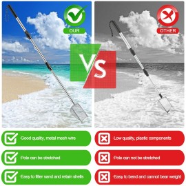 POILKMNI New Upgraded 2 Pcs Shark Tooth Sifter, Beach Sand Sifter, Sand Scoop Shell Scooper for Beach Scoop Shovel Sifter Tool for Picking Up Shells, Shark Tooth Sifter Dipper