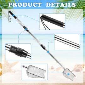 POILKMNI New Upgraded 2 Pcs Shark Tooth Sifter, Beach Sand Sifter, Sand Scoop Shell Scooper for Beach Scoop Shovel Sifter Tool for Picking Up Shells, Shark Tooth Sifter Dipper