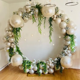 JZCZOEB Pearl White Double Stuffed Balloons Different Size 115Pcs 5/10/12/18 White Pearl Ivory Balloons Garland kit for Wedding Birde to be Engagement Bridal Shower Birthday Baby Shower Party