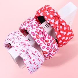 JERTOCLE Valentine\'s Day Headband Holiday Headband Accessories for Women Printed XOXO LOVE Heart Knotted Head Band Valentines Galentines Party Favors (Valentines C)