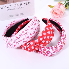 JERTOCLE Valentine\'s Day Headband Holiday Headband Accessories for Women Printed XOXO LOVE Heart Knotted Head Band Valentines Galentines Party Favors (Valentines C)