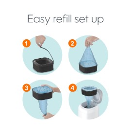 The Diaper Genie Jumbo+ Square Refill, with continuous film, can hold up to 1080 newborn-sized diapers per refill.