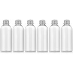 RAMFIYN 3.4 oz Travel Bottles TSA Approved, 6 pcs Refillable Travel Bottles Leak Proof with Silvery Screw Cap, Essential Oil Bottles Empty
