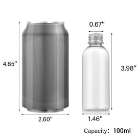 RAMFIYN 3.4 oz Travel Bottles TSA Approved, 6 pcs Refillable Travel Bottles Leak Proof with Silvery Screw Cap, Essential Oil Bottles Empty