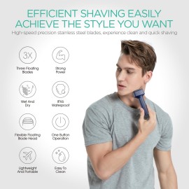 VOYOR Foil Shaver Electric Razor for Men 3 in 1 Shavers for Men with Double Foil Wet & Dry Face Shaver Lightweight Handheld Smooth Shave IPX6 Washable USB-C Rechargeable Travel Razor TX310 (Blue) VOYOR Foil Shaver Electric Razor for Men 3 in 1 Shavers for Men with Double Foil Wet & Dry Face Shaver Lightweight Handheld Smooth Shave IPX6 Washable USB-C Rechargeable Travel Razor TX310 (Blue)