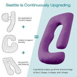 Sasttie Pregnancy Pillows for Sleeping, U Shaped Cooling Full Body Pillow with Removable Cover, Pregnant Women Must Haves, Maternity Essential, Purple
