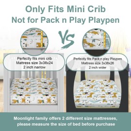 Moonlight Family Mini Crib Mattress, 38x24x3 Premium Foam Portable Mattresses, Odorless & Steady Crib Mattress fits Most Mini Cribs, Giraffe