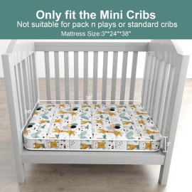 Moonlight Family Mini Crib Mattress, 38x24x3 Premium Foam Portable Mattresses, Odorless & Steady Crib Mattress fits Most Mini Cribs, Giraffe
