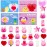 28 Packs Kawaii Mochi Squishy Toys with Valentines Gift Cards, Squishies Stress Relief Fidget for Kids Classroom Exchange Gifts School Prizes Valentine Party Favor