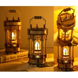 3D Puzzles for Adults - DIY Wooden Puzzle Lantern Model Kits for Adults to Build, Unique Gift Aesthetic Desk Decor with LED Light