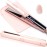 ANGENIL Flat Iron Hair Straightener and Curler 2 in 1, Titanium Dual Voltage Pink Hair Straightener, Anti-Scald Silicone Ionic Flat Iron with Heat Resistant Silicone Mat and Facial Cleansing Brushes