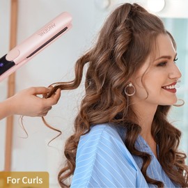 ANGENIL Flat Iron Hair Straightener and Curler 2 in 1, Titanium Dual Voltage Pink Hair Straightener, Anti-Scald Silicone Ionic Flat Iron with Heat Resistant Silicone Mat and Facial Cleansing Brushes ANGENIL Flat Iron Hair Straightener and Curler 2 in 1, Titanium Dual Voltage Pink Hair Straightener, Anti-Scald Silicone Ionic Flat Iron with Heat Resistant Silicone Mat and Facial Cleansing Brushes