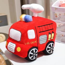 YONLIT Soft Plush Fire Engine Stuffed Truck Toy Super Cute Rescue Vehicle Plushie Excellent Gifts for Kids or Birthday Party 10 Inches (Fire Engine)