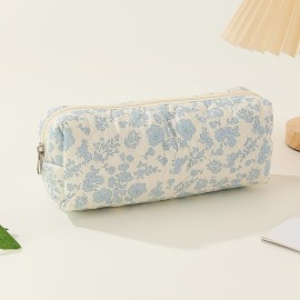 Juoxeepy Quilted Makeup Bag Floral Cotton Cosmetic Bag Jolly House Toiletry Bag Coquette Aesthetic Makeup Bag Cosmetic Pouch Bag