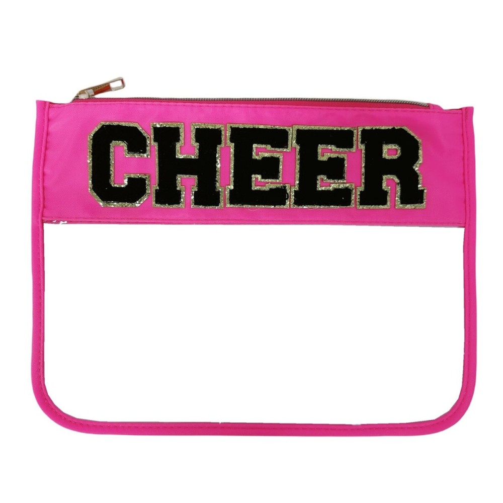 Dealkion Cheer Bag Cheerleader Gifts Accessories Clear Chenille Letter Patch Cheer Makeup Bag Stuff Case Toiletry Zipper Pouch for Women Girls Dealkion Cheer Bag Cheerleader Gifts Accessories Clear Chenille Letter Patch Cheer Makeup Bag Stuff Case Toiletry Zipper Pouch for Women Girls