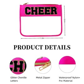 Dealkion Cheer Bag Cheerleader Gifts Accessories Clear Chenille Letter Patch Cheer Makeup Bag Stuff Case Toiletry Zipper Pouch for Women Girls Dealkion Cheer Bag Cheerleader Gifts Accessories Clear Chenille Letter Patch Cheer Makeup Bag Stuff Case Toiletry Zipper Pouch for Women Girls