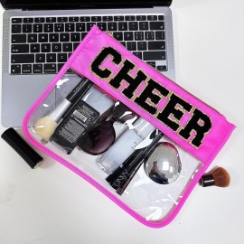 Dealkion Cheer Bag Cheerleader Gifts Accessories Clear Chenille Letter Patch Cheer Makeup Bag Stuff Case Toiletry Zipper Pouch for Women Girls Dealkion Cheer Bag Cheerleader Gifts Accessories Clear Chenille Letter Patch Cheer Makeup Bag Stuff Case Toiletry Zipper Pouch for Women Girls