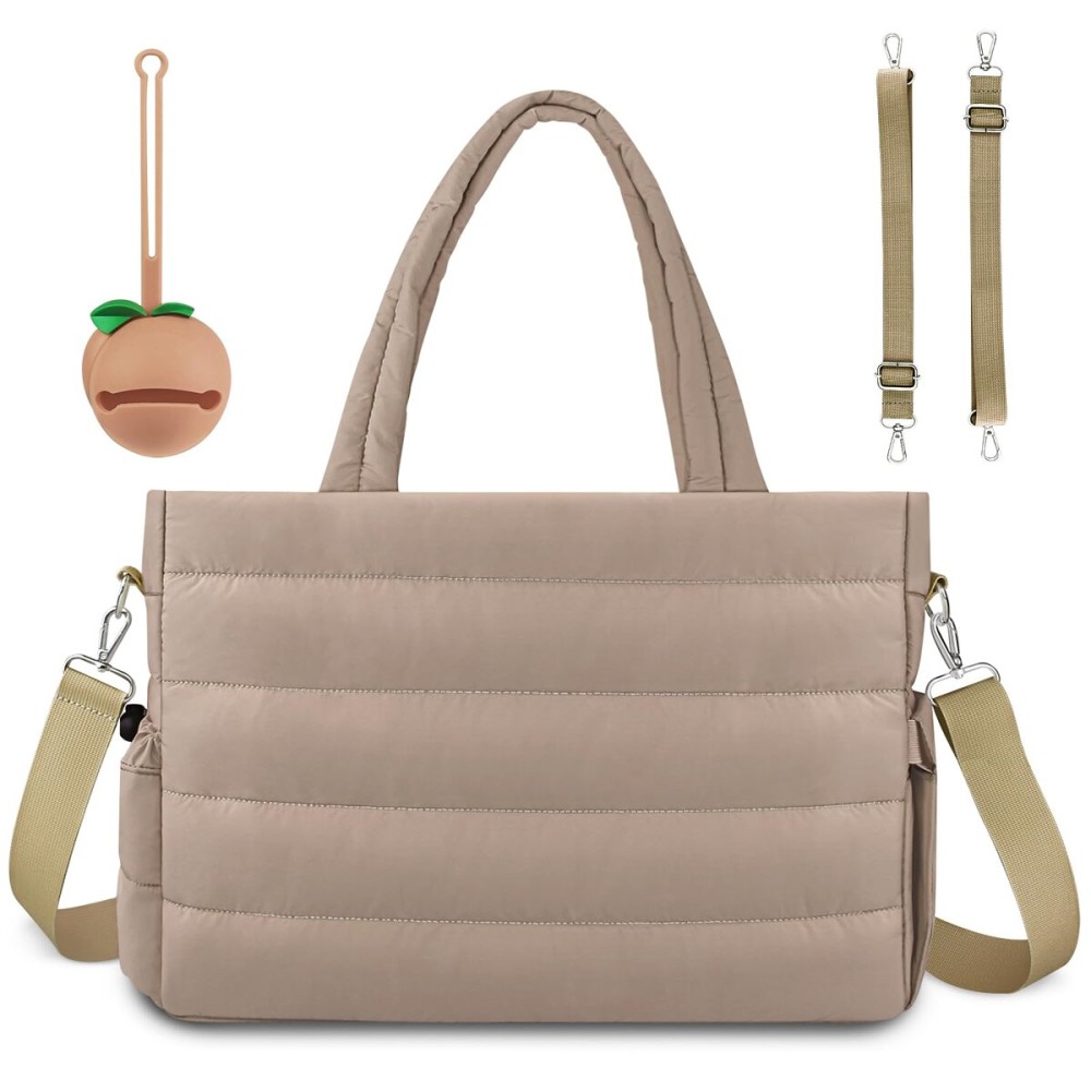 KUBYA Diaper Bag Tote, Baby Diaper Tote Bags Crossbody Hospital Bag Travel Large Mommy Bag, with Silicone Pacifier Case