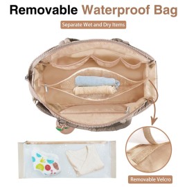 KUBYA Diaper Bag Tote, Baby Diaper Tote Bags Crossbody Hospital Bag Travel Large Mommy Bag, with Silicone Pacifier Case