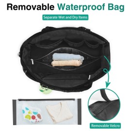 KUBYA Diaper Bag Tote, Baby Diaper Tote Bags Crossbody Hospital Bag Travel Large Mommy Bag, with Silicone Pacifier Case