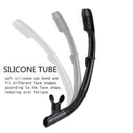 AQUA A DIVE SPORTS Dry Snorkel Easy Breath Diving Snorkel for Snorkeling Scuba Diving Swimming with Top Dry Valve and Food Grade Silicone Mouthpiece for Adult Youth Black