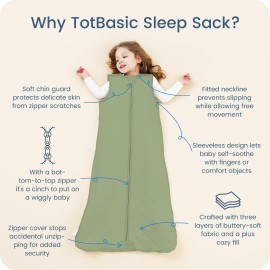 TOTBASIC Baby Sleep Sack 15-18-24 Months 1.0 TOG, Quilted Wearable Blanket Baby Sleeping Bag with 2-way Safe Zipper, Ultra Soft All Season Sleep Sacks