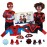 Marvel Spidey and Spin Official Toddler Dress-Up Set - Long-Sleeved Costume Tops with Fabric Half Masks, Gloves, Fabric Web Shields, and Mini Vehicles (3-4T)