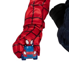 Marvel Spidey and Spin Official Toddler Dress-Up Set - Long-Sleeved Costume Tops with Fabric Half Masks, Gloves, Fabric Web Shields, and Mini Vehicles (3-4T)