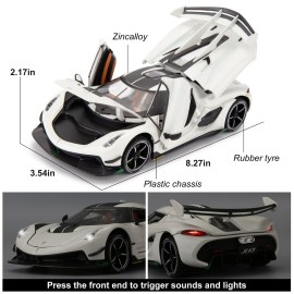 BDTCTK Compatible for 1:24 Koenigsegg Jesko Car Model, Diecast Collectible Pull Back Model Car with Sound and Light, Toy Gift Vehicles for Adults Kids Boys Girls