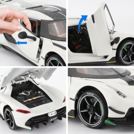BDTCTK Compatible for 1:24 Koenigsegg Jesko Car Model, Diecast Collectible Pull Back Model Car with Sound and Light, Toy Gift Vehicles for Adults Kids Boys Girls