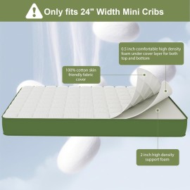 pareler bear 3 Mini Crib Mattress, 38x24 Premium Foam Crib Mattresses, Soft Pure Cotton Breathable Cover Fabric, Waffle Grid