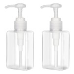 150ml (5.1oz) Pump Bottle Dispenser Jansburg 2 Pack Refillable Flat Square Plastic Lotion Dispenser Leakproof Empty Lotion Pump Bottle for Essential Oil Soap Lotion Shampoo Clear