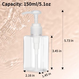 150ml (5.1oz) Pump Bottle Dispenser Jansburg 2 Pack Refillable Flat Square Plastic Lotion Dispenser Leakproof Empty Lotion Pump Bottle for Essential Oil Soap Lotion Shampoo Clear 150ml (5.1oz) Pump Bottle Dispenser Jansburg 2 Pack Refillable Flat Square Plastic Lotion Dispenser Leakproof Empty Lotion Pump Bottle for Essential Oil Soap Lotion Shampoo Clear
