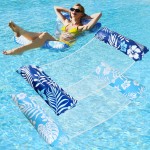 Pool Floats - 2 Pack Pool Floats Adult Size, 4-in-1 Pool Floaties Hammock, Inflatable Pool Float, Non-Stick PVC Material Pool Float Adult - Blue