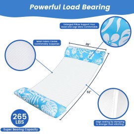 Pool Floats - 2 Pack Pool Floats Adult Size, 4-in-1 Pool Floaties Hammock, Inflatable Pool Float, Non-Stick PVC Material Pool Float Adult - Blue