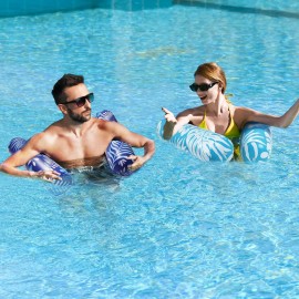 Pool Floats - 2 Pack Pool Floats Adult Size, 4-in-1 Pool Floaties Hammock, Inflatable Pool Float, Non-Stick PVC Material Pool Float Adult - Blue