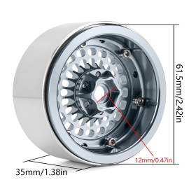 INJORA 2.2 Beadlock Wheel - Offset -10mm Aluminum Turbine Rim for SCX10 TRX4 VS4-10 Gen8 1/10 RC Crawler Car(Grey)