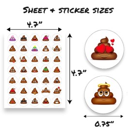 Joyful Artistry Poop Stickers - 420 Cute Stickers for Poop Party Decorations, Potty Traininga and Poop Party Supplies (420)