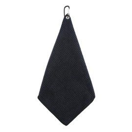 Quacc Premium Golf Towel with Carabiner Clip Absorbent Microfiber Waffle Pattern Golf Towel for Cleaning Golf Ball Club Putter Iron for Golf Bag Trolly Belt Loop (Black)