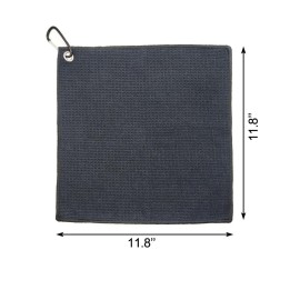 Quacc Premium Golf Towel with Carabiner Clip Absorbent Microfiber Waffle Pattern Golf Towel for Cleaning Golf Ball Club Putter Iron for Golf Bag Trolly Belt Loop (Black)