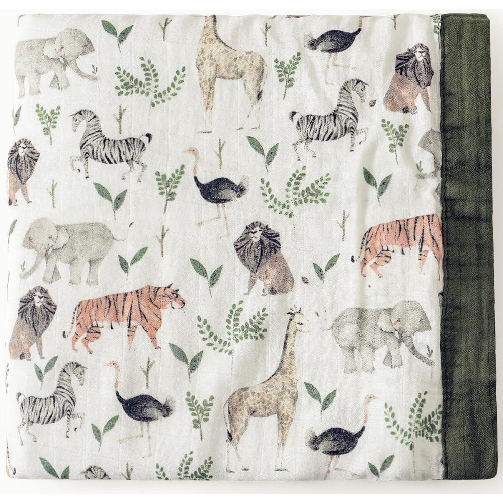 Little Jump Muslin Quilt Toddler Blanket - Silky Soft and Breathable Baby Quilt - Oversized 47 x 47 - 2 Layers Muslin Baby Blanket for Boy and Girls (Jungle-2)