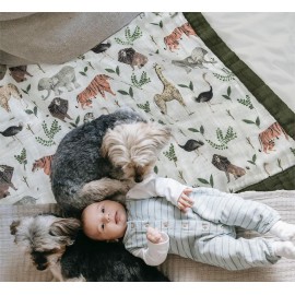Little Jump Muslin Quilt Toddler Blanket - Silky Soft and Breathable Baby Quilt - Oversized 47 x 47 - 2 Layers Muslin Baby Blanket for Boy and Girls (Jungle-2)