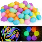 Glowing Easter Eggs Set - 216 Pieces with Mini Glow Sticks, Glow-in-The-Dark Party Supplies and Basket Stuffers