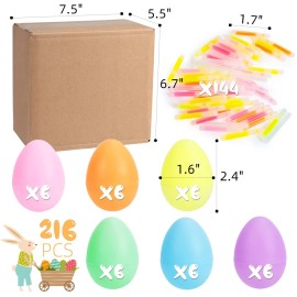 Glowing Easter Eggs Set - 216 Pieces with Mini Glow Sticks, Glow-in-The-Dark Party Supplies and Basket Stuffers