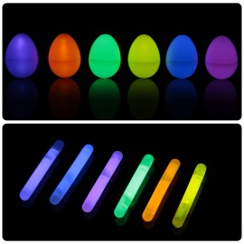 Glowing Easter Eggs Set - 216 Pieces with Mini Glow Sticks, Glow-in-The-Dark Party Supplies and Basket Stuffers