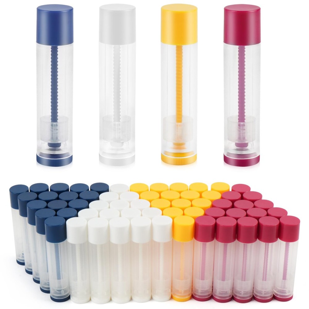 LotFancy Lip Balm Tubes, 60 Empty, 5.5ml, Clear Plastic Containers with 4 Color Caps, BPA Free, Leak Free, Refillable (Yellow White Blue Red) LotFancy Lip Balm Tubes, 60 Empty, 5.5ml, Clear Plastic Containers with 4 Color Caps, BPA Free, Leak Free, Refillable (Yellow White Blue Red)
