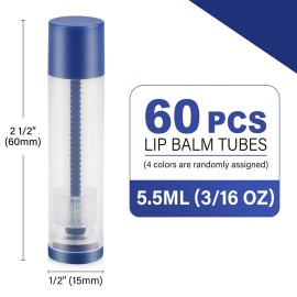 LotFancy Lip Balm Tubes, 60 Empty, 5.5ml, Clear Plastic Containers with 4 Color Caps, BPA Free, Leak Free, Refillable (Yellow White Blue Red) LotFancy Lip Balm Tubes, 60 Empty, 5.5ml, Clear Plastic Containers with 4 Color Caps, BPA Free, Leak Free, Refillable (Yellow White Blue Red)