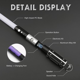 X-TREXSABER RGB Light Saber with Force FX 12 Colors Changeable, 16 Smooth Swing Sound Fonts,Gesture Control Light Saber for Adults and Kids Heavy Dueling