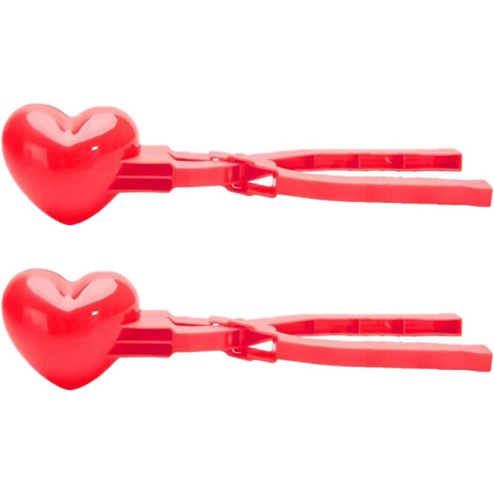 2Pcs Red Winter Snowball Maker Clips, Duck Heart Shaped Snow Ball Maker Clamps, Outdoor Winter Play Snow Sand Mold Tools for Sandboxes and Beach Tool